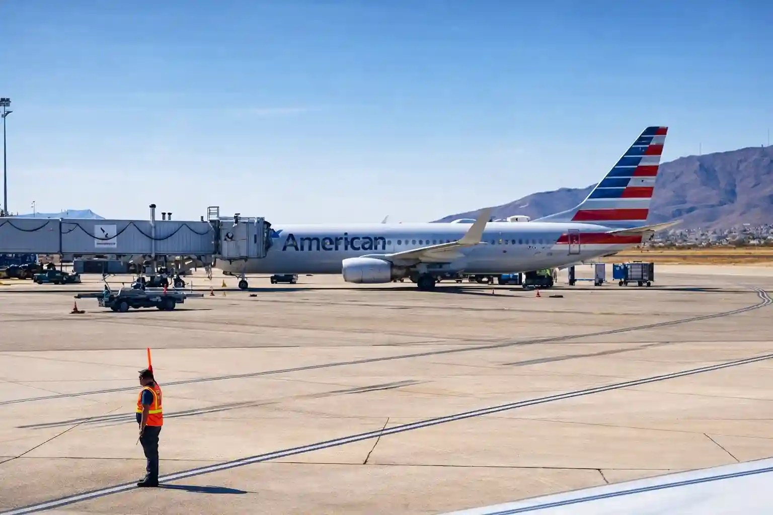 American Airlines aircraft parked at El Paso International Airport during flight groundings.